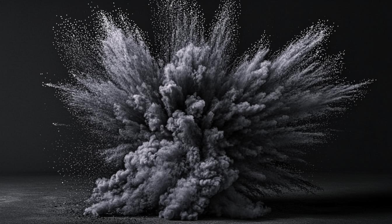 Charcoal powder bursting in mid air
